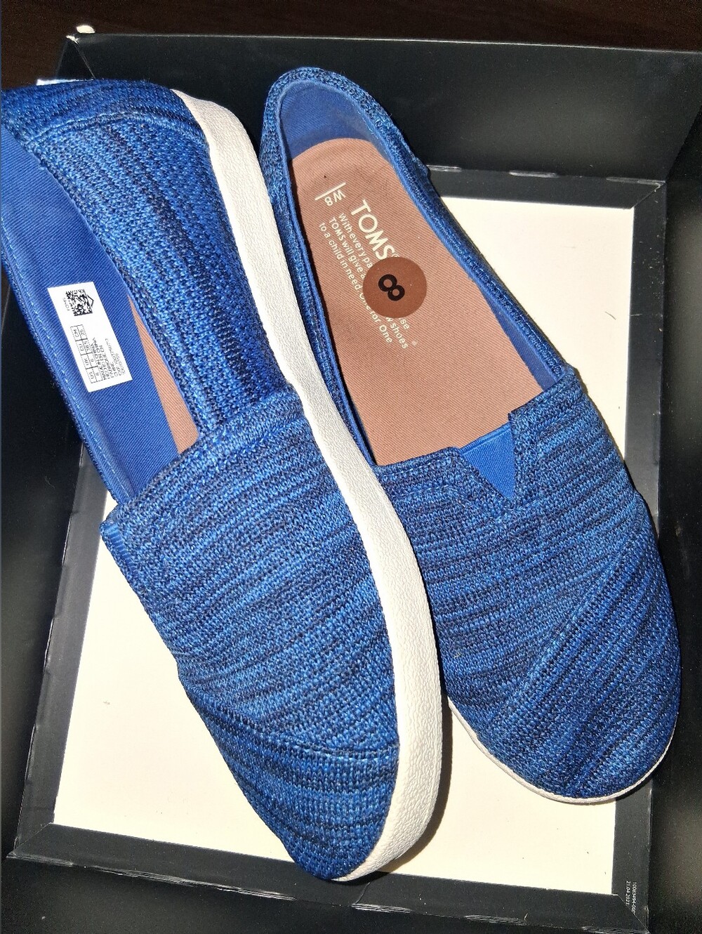 Toms Women's Avalon Slip On Shoe Electric Blue Knit Loafer